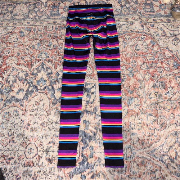 K-DEER Rainbow Stripe Leggings SZ S EUC - Picture 2 of 4